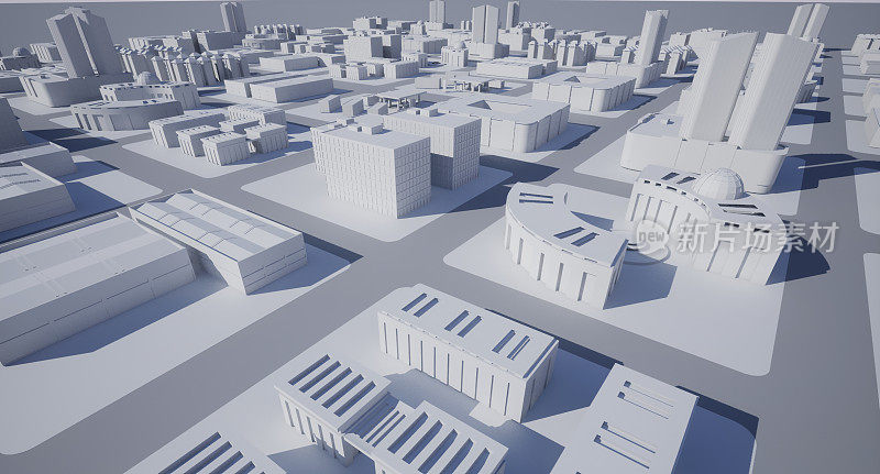 市中心建筑，模拟城市，三维渲染