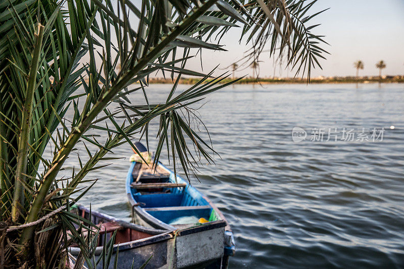 伊拉克底格里斯河上的渔船