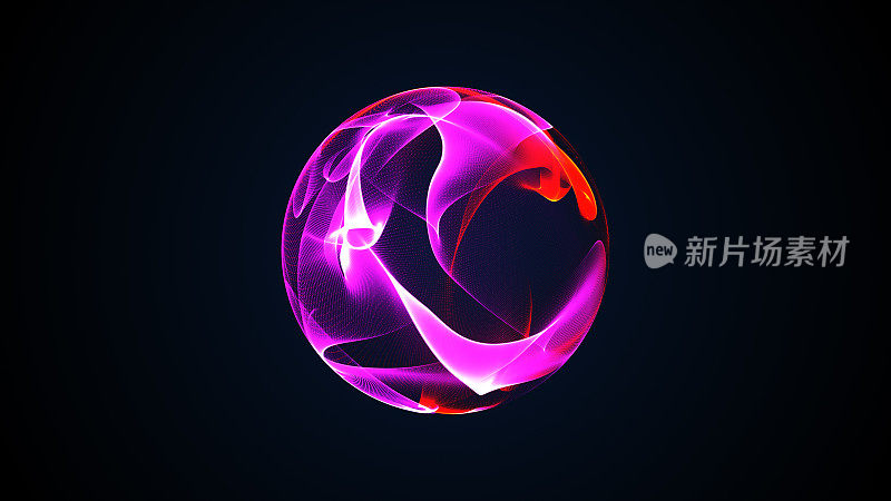 抽象能量紫色球体与发光明亮的粒子