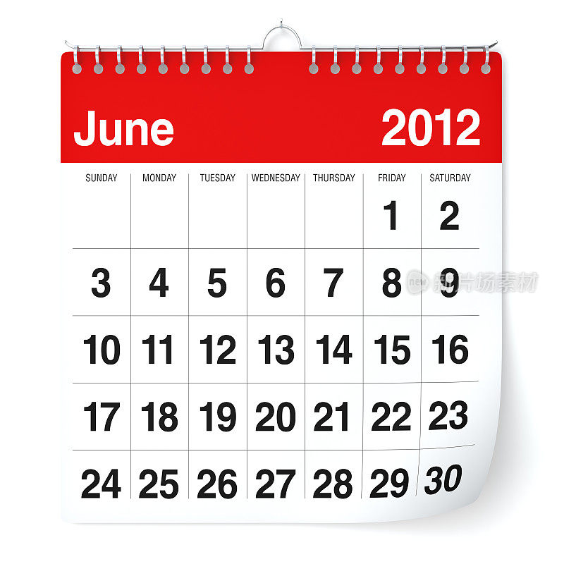 2012年6月-日历
