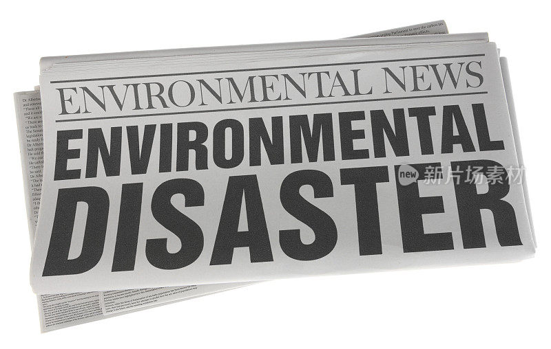 环境灾难-股票图像的报纸上的白色