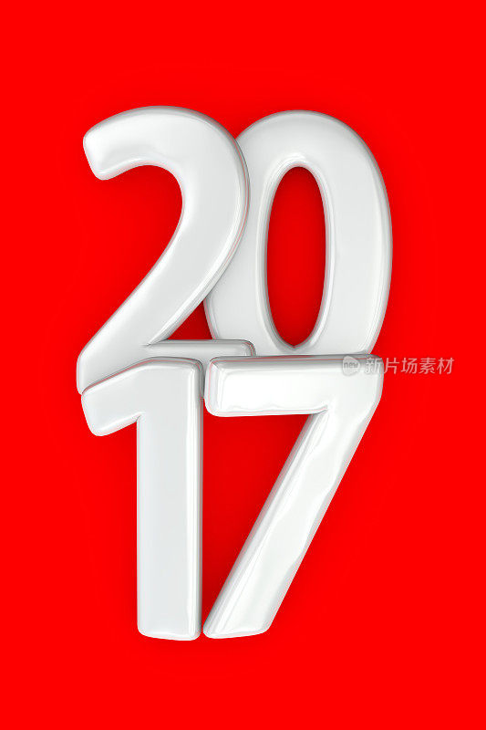 红色背景上的2017年新年数字