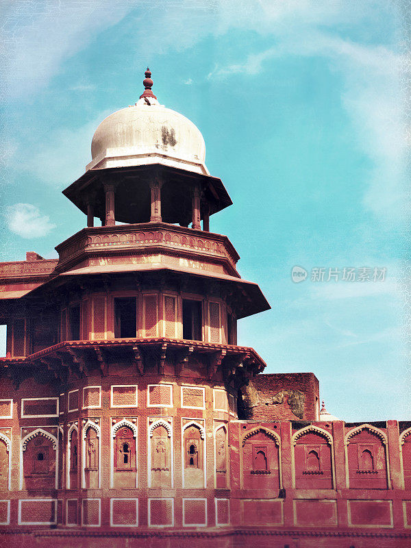 印度阿格拉的红堡。复古的风格
