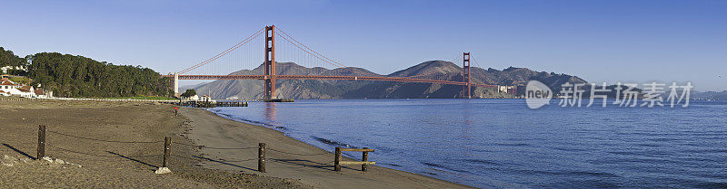 金门大桥旧金山湾海滩马林要塞全景图