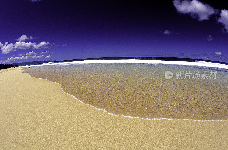 美国夏威夷瓦胡岛，北岸，日落海滩。