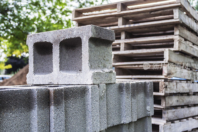 住宅建筑工地建筑材料特写