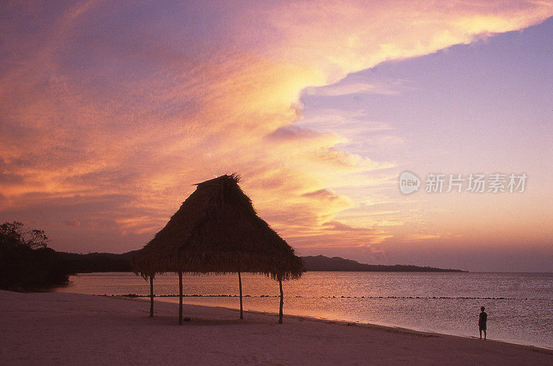 日落加勒比帕拉帕剪影沙滩罗阿坦湾群岛洪都拉斯