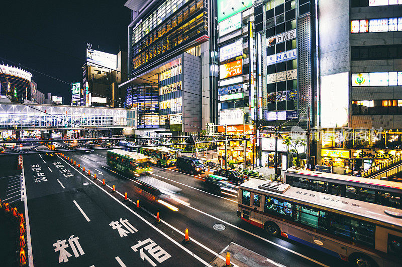 大城市的街道。Sibuya,东京,日本。