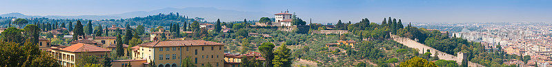 意大利别墅宫殿，田园诗般的托斯卡纳山，城墙全景佛罗伦萨
