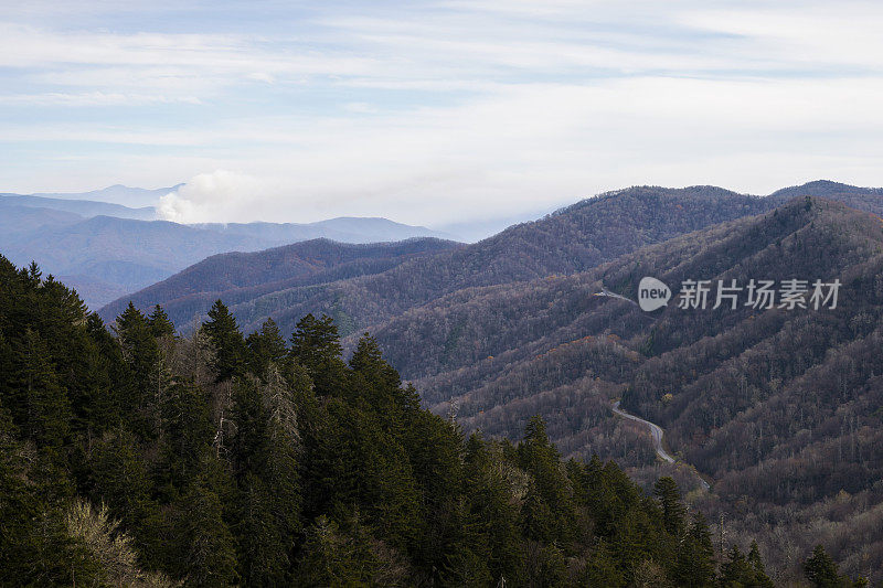 森林大火从新发现的缺口在烟山