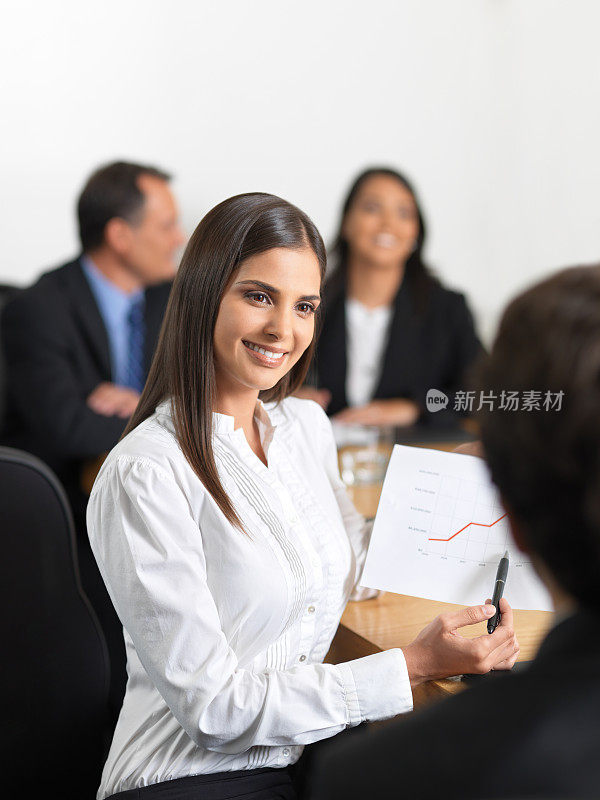 女商人在展示一张图表