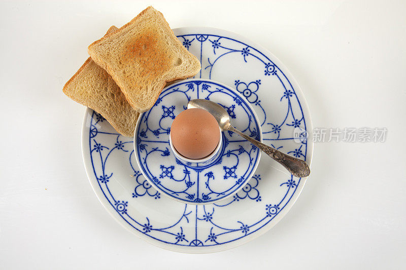 早餐配鸡蛋和两个烤面包