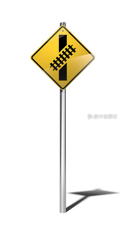 斜交铁路穿越警告标志(美国)和夹道