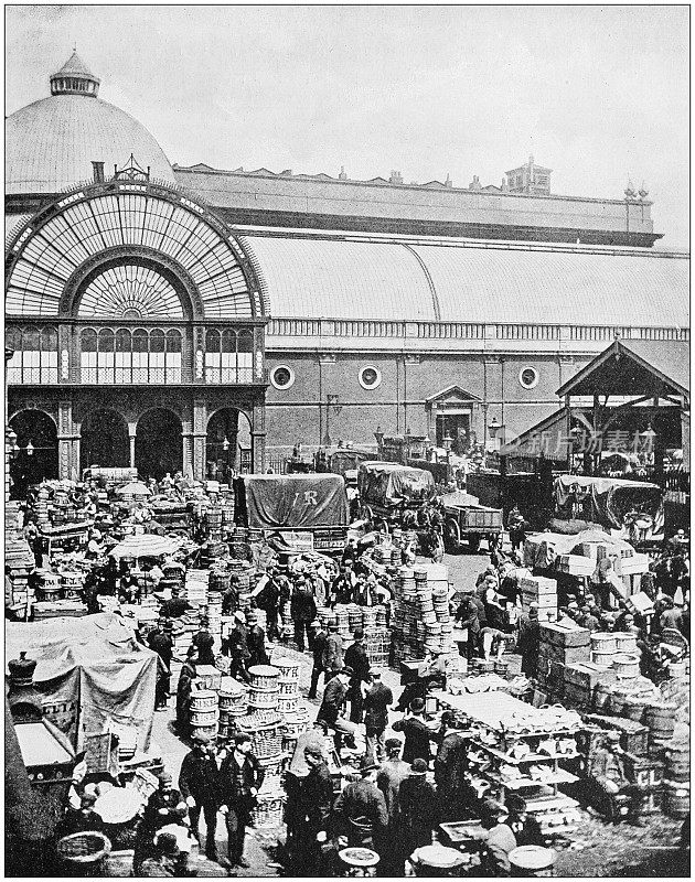 伦敦的古董照片:考文特花园市场