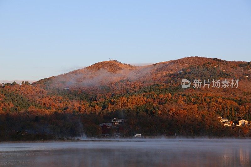 日本的枫叶和山脉