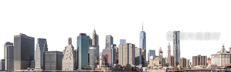 世界贸易中心和摩天大楼在曼哈顿下城，纽约市，孤立