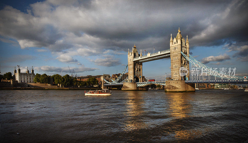 伦敦塔桥和泰晤士河景观