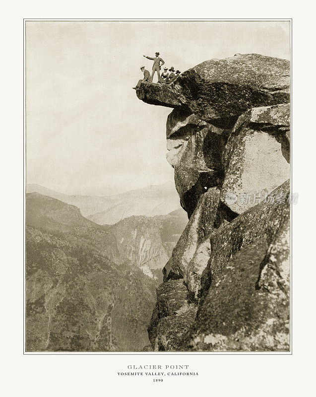 冰川点，约塞米蒂山谷，美国加利福尼亚州，古董美国照片，1893