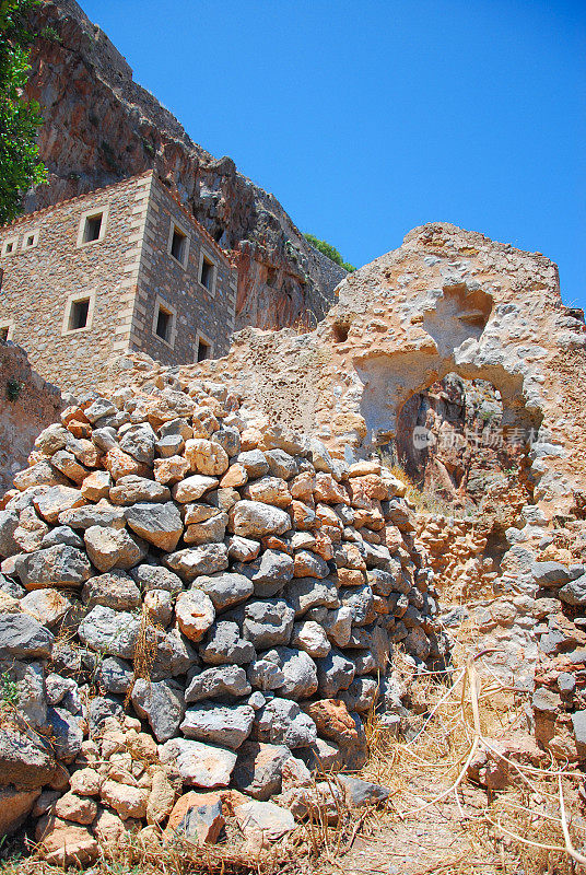 美丽的古老岛屿和城镇Monemvasia，希腊