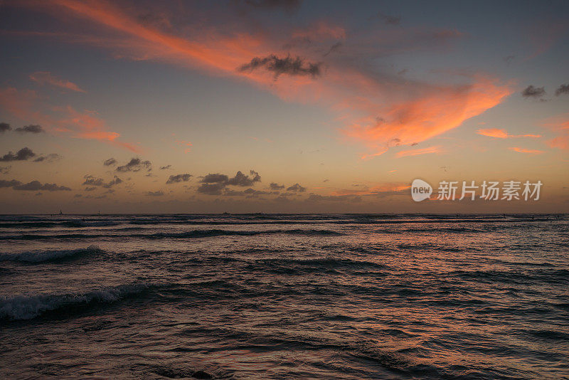 威基基海滩的日落