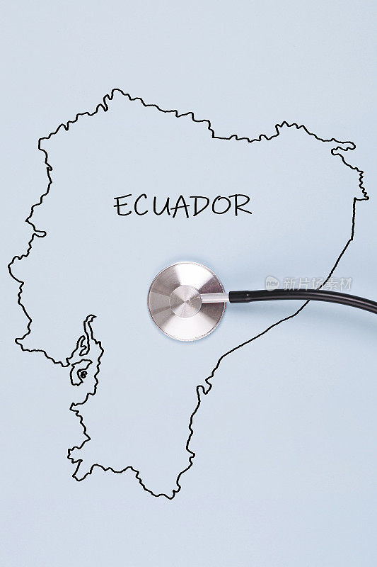 带听诊器的厄瓜多尔地图