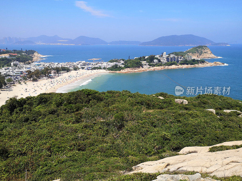 石澳海滩全景，香港岛