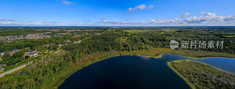 鸟瞰图威尔科克斯湖景观，安大略省，加拿大