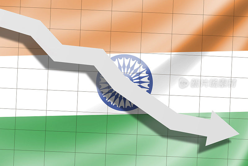 箭头落在印度国旗的背景上