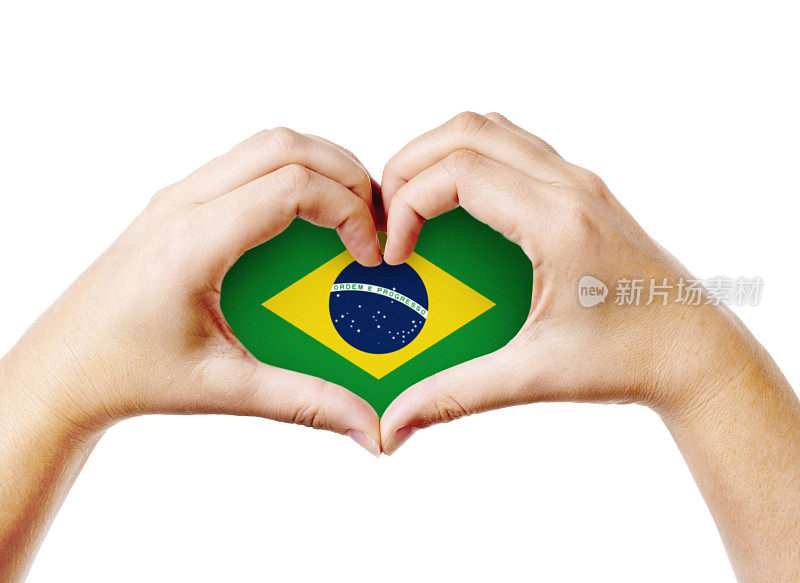 巴西国旗上，女人的双手呈心形，象征着爱和爱国主义
