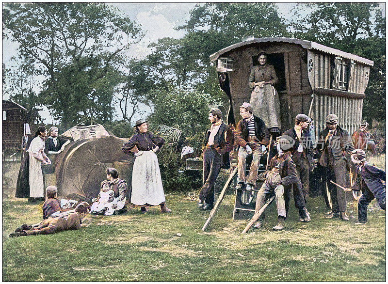 大英帝国的古老照片:埃塞克斯的吉普赛人营地