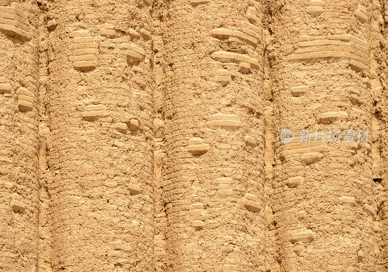 大克兹卡拉-泥砖墙细节，梅夫，土库曼斯坦
