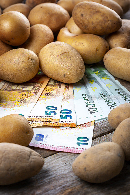 欧洲土豆价格上涨的概念。