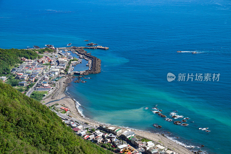 台湾宜兰沿海地区的航拍视图。