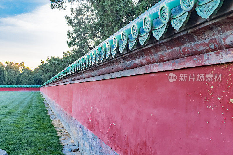 中国北京天坛红墙青瓦