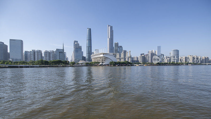 广州金融区城市天际线的建筑景观