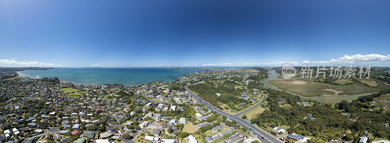 海湾港鸟瞰图。新西兰奥克兰