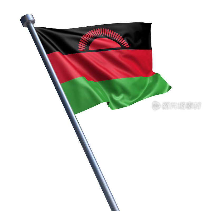 马拉维国旗孤立在白色