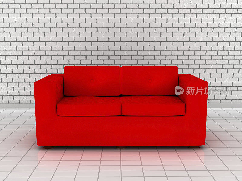 现代红丝绒沙发(3D)