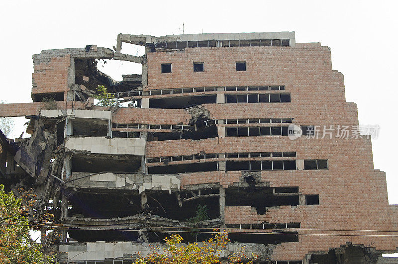 塞尔维亚贝尔格莱德国防部大楼废墟