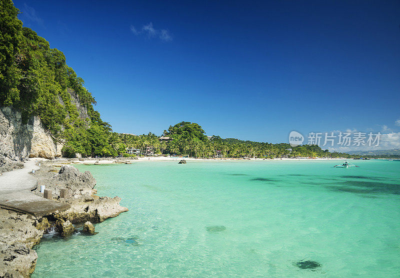菲律宾长滩热带岛屿上的Diniwid海滩