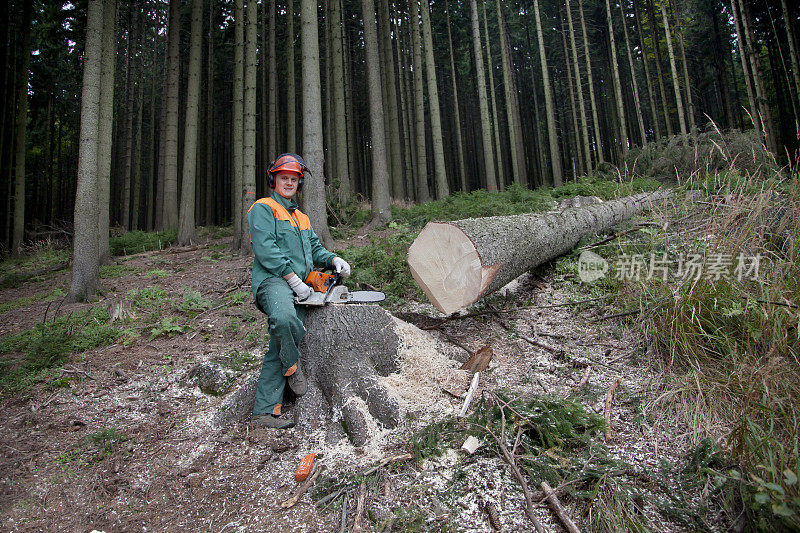 林业工人用链锯