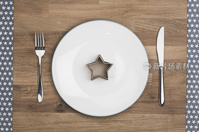 最喜欢的食物明星在白色的盘子和边界