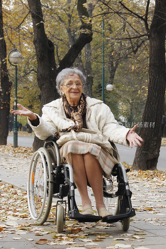 轮椅上的老年妇女