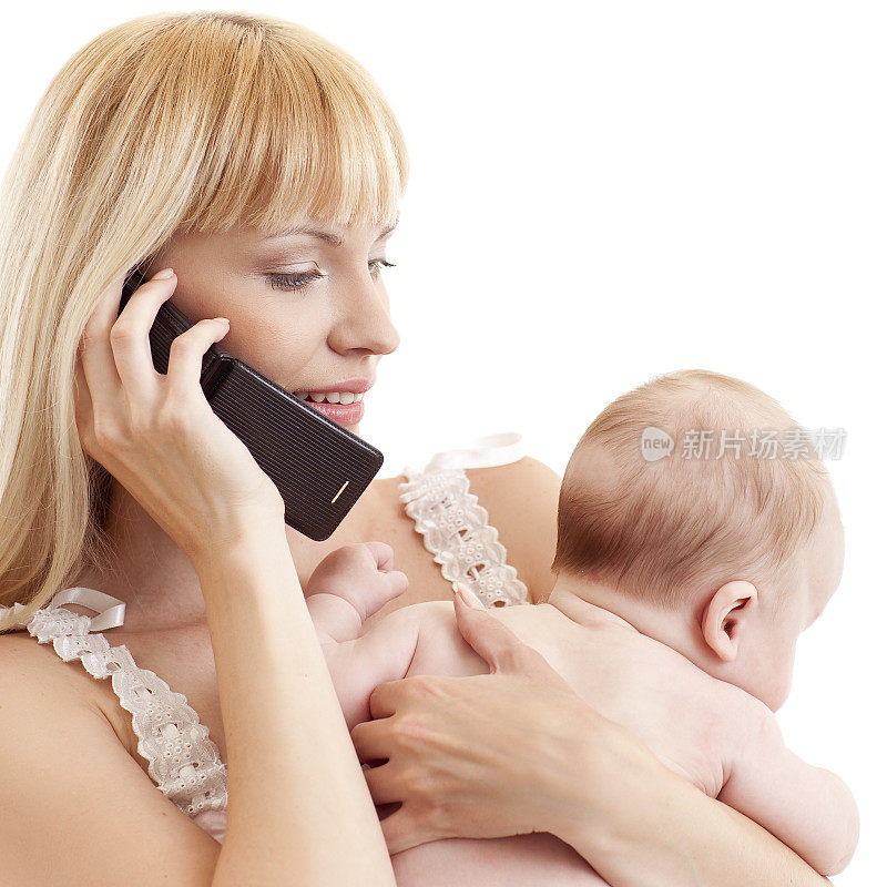 婴儿妈妈与手机