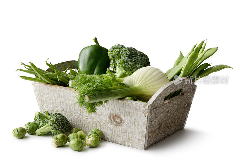 蔬菜:花椰菜，茴香，豆芽和青豆