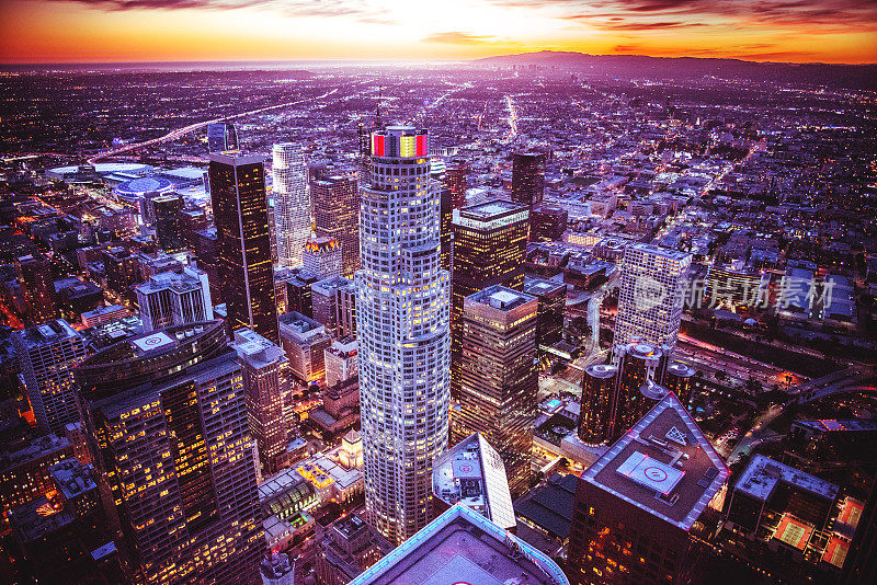 洛杉矶鸟瞰天际线