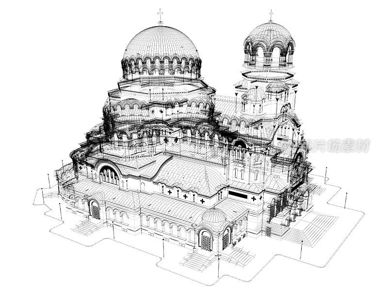 3d大教堂模型线框架