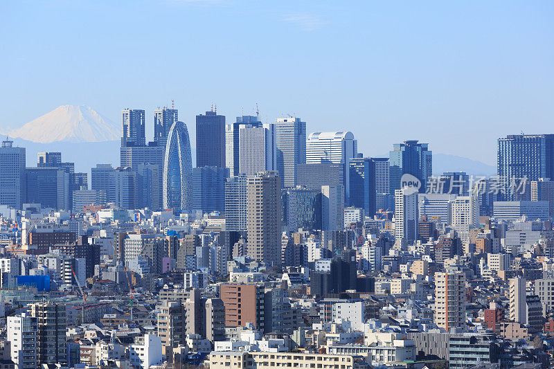 东京天际线和日本富士山