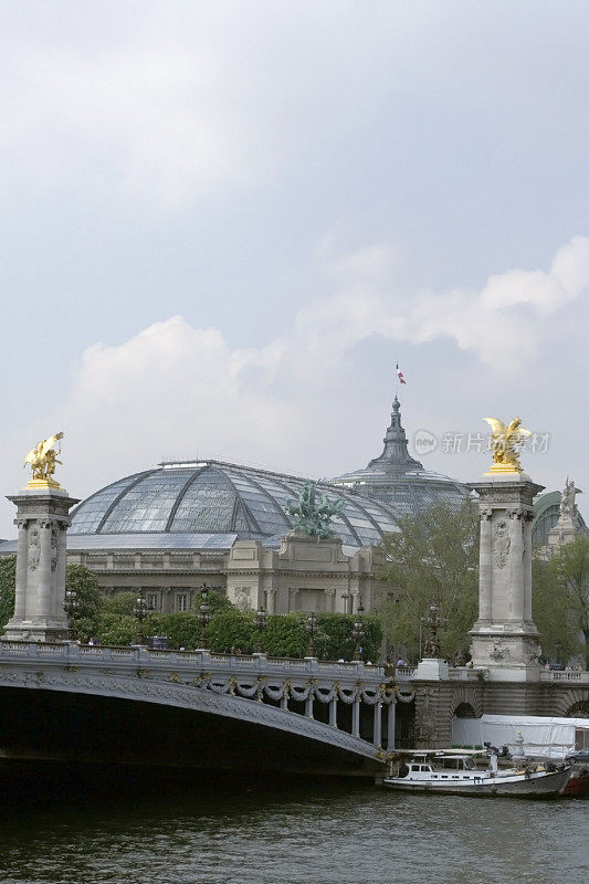 塞纳河上的大皇宫和亚历山大三世桥(法国巴黎)