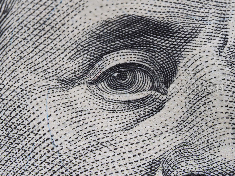 美元宏观系列，本杰明富兰克林，特写肖像上的美元百元